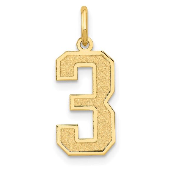14k Yellow Gold Jersey Collection Medium Number 3 Pendant